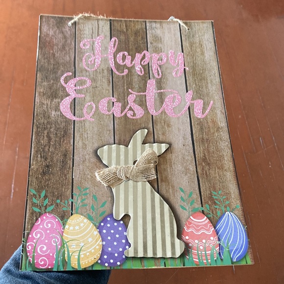 2/$20 NWT Stunning Glittered Happy Easter Die Cast Metal Bunny🐇 Decoration Sign - Picture 7 of 15